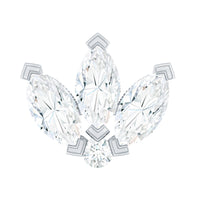 Certified Marquise Moissanite Lotus Flower Earring for Helix Piercing