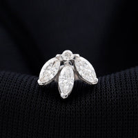 Certified Marquise Moissanite Lotus Flower Earring for Helix Piercing