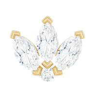 Certified Marquise Moissanite Lotus Flower Earring for Helix Piercing