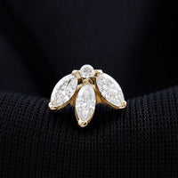 Certified Marquise Moissanite Lotus Flower Earring for Helix Piercing