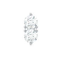 Natural Diamond 2 Stone Earring for Tragus Piercing