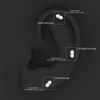 Natural Diamond 2 Stone Earring for Tragus Piercing