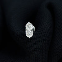 Natural Diamond 2 Stone Earring for Tragus Piercing