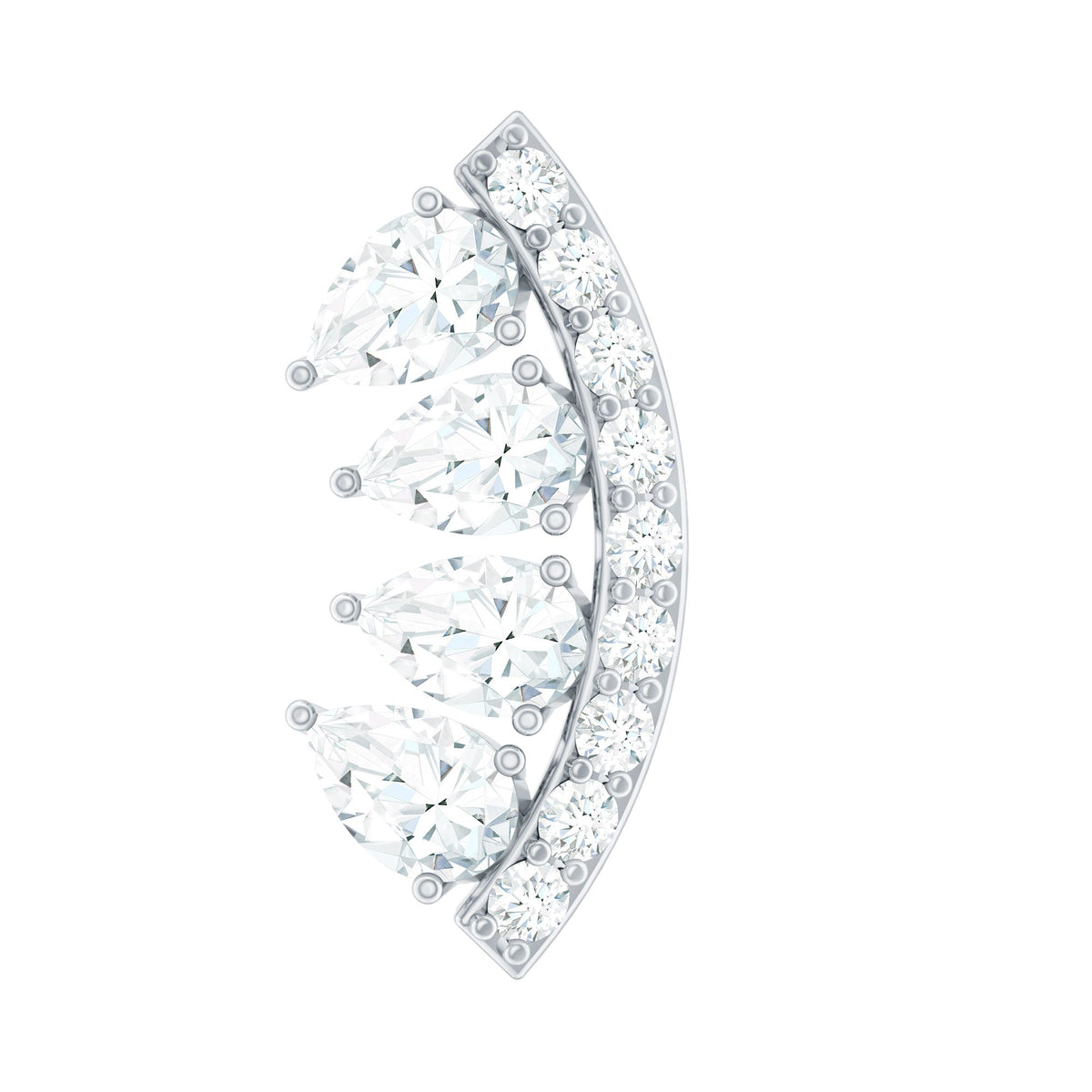 Pear and Round Moissanite Curved Cartilage Earring