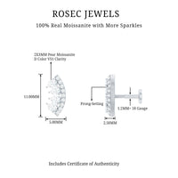 Pear and Round Moissanite Curved Cartilage Earring