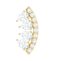 Pear and Round Moissanite Curved Cartilage Earring