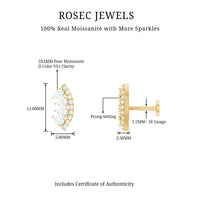 Pear and Round Moissanite Curved Cartilage Earring