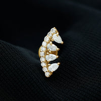Pear and Round Moissanite Curved Cartilage Earring