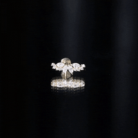 Certified Moissanite Cluster Crawler Earring for Helix Piercing