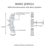 Certified Moissanite Cluster Crawler Earring for Helix Piercing