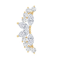 Certified Moissanite Cluster Crawler Earring for Helix Piercing