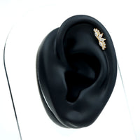 Certified Moissanite Cluster Crawler Earring for Helix Piercing