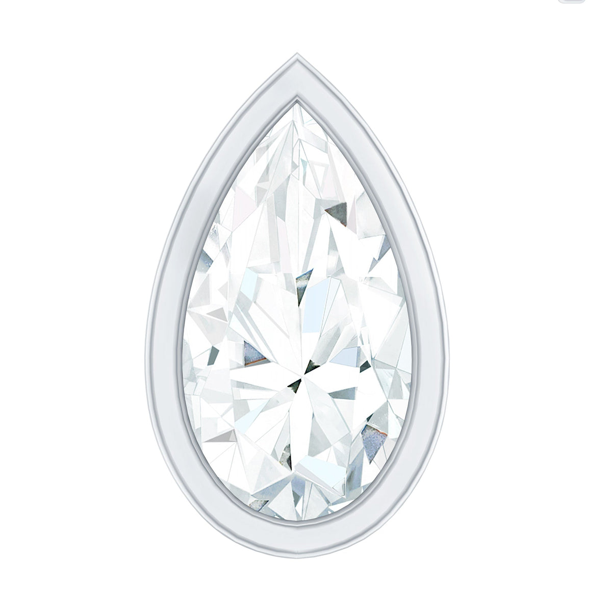 Bezel Set Moissanite Teardrop Stud Earring for Cartilage Piercing