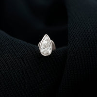 Bezel Set Moissanite Teardrop Stud Earring for Cartilage Piercing