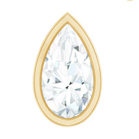 Bezel Set Moissanite Teardrop Stud Earring for Cartilage Piercing