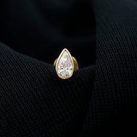 Bezel Set Moissanite Teardrop Stud Earring for Cartilage Piercing