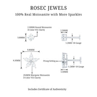 Marquise Moissanite Flower Cartilage Earring Set