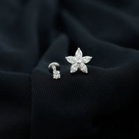 Marquise Moissanite Flower Cartilage Earring Set