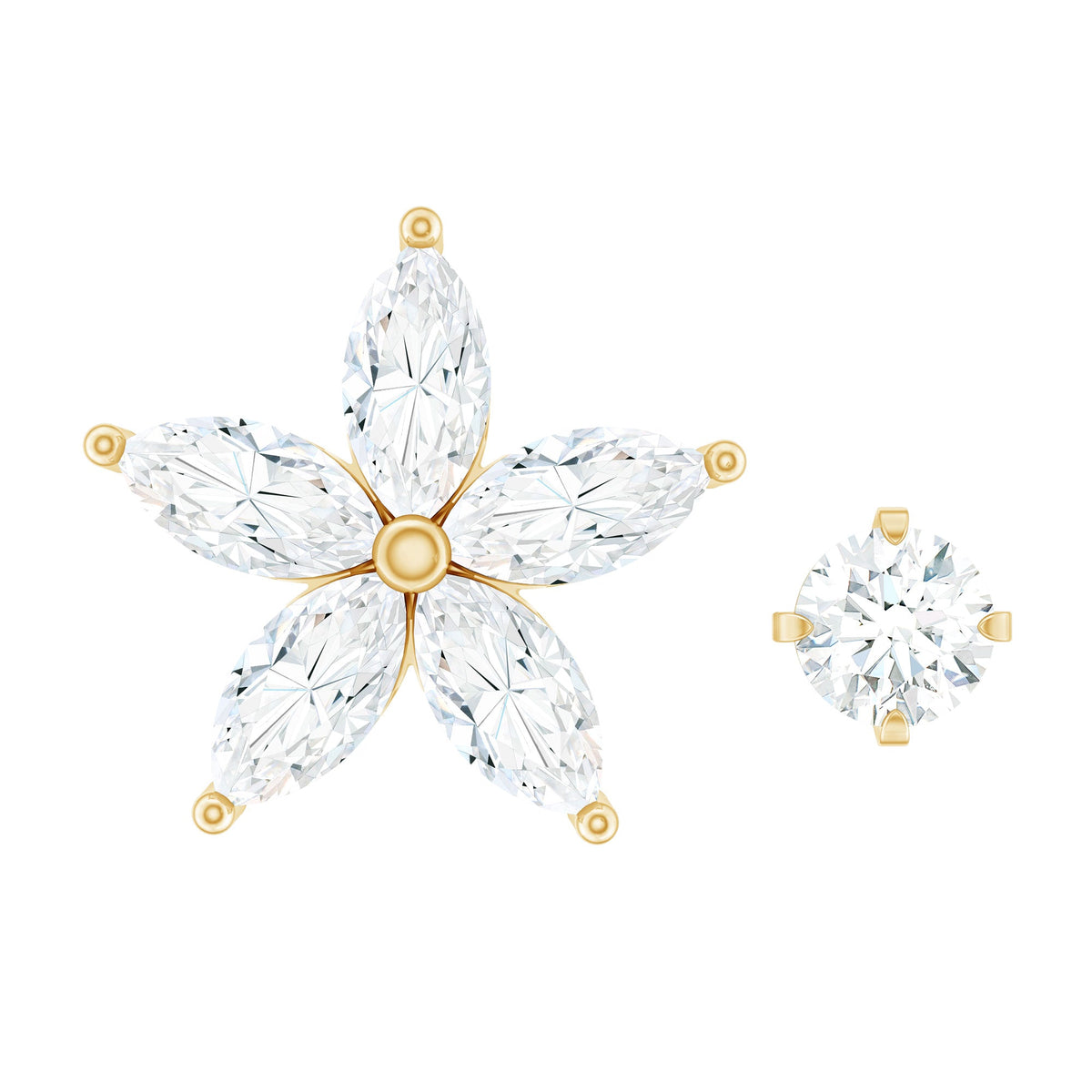Marquise Moissanite Flower Cartilage Earring Set