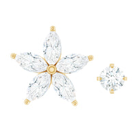 Marquise Moissanite Flower Cartilage Earring Set