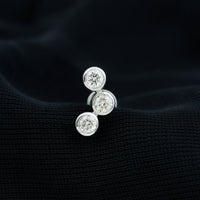 Bezel Set Moissanite Three Stone Crawler Earring