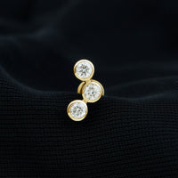 Bezel Set Moissanite Three Stone Crawler Earring