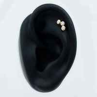 Bezel Set Moissanite Three Stone Crawler Earring