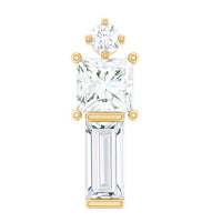 Genuine Diamond Three Stone Bar Tragus Earring