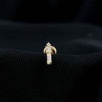 Genuine Diamond Three Stone Bar Tragus Earring