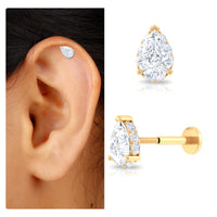 Solitaire Diamond Teardrop Tragus Earring for Women