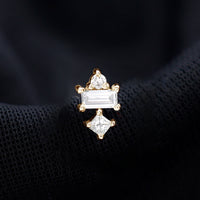 Unique Moissanite Tragus Earring with Flat Back