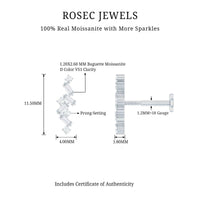 Baguette and Round Moissanite Cartilage Earring With Certificate