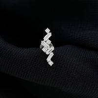 Baguette and Round Moissanite Cartilage Earring With Certificate