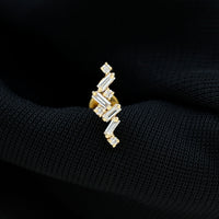 Baguette and Round Moissanite Cartilage Earring With Certificate