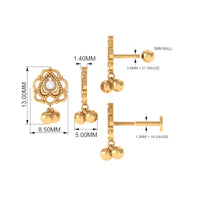 Antique Moissanite Drop Earring for Cartilage Piercing