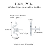 Unique Moissanite Snake Crawler Cartilage Earring