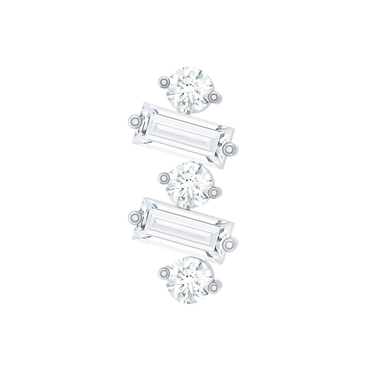 Genuine Baguette Diamond Tragus Earring With Certificate
