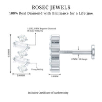 Genuine Baguette Diamond Tragus Earring With Certificate