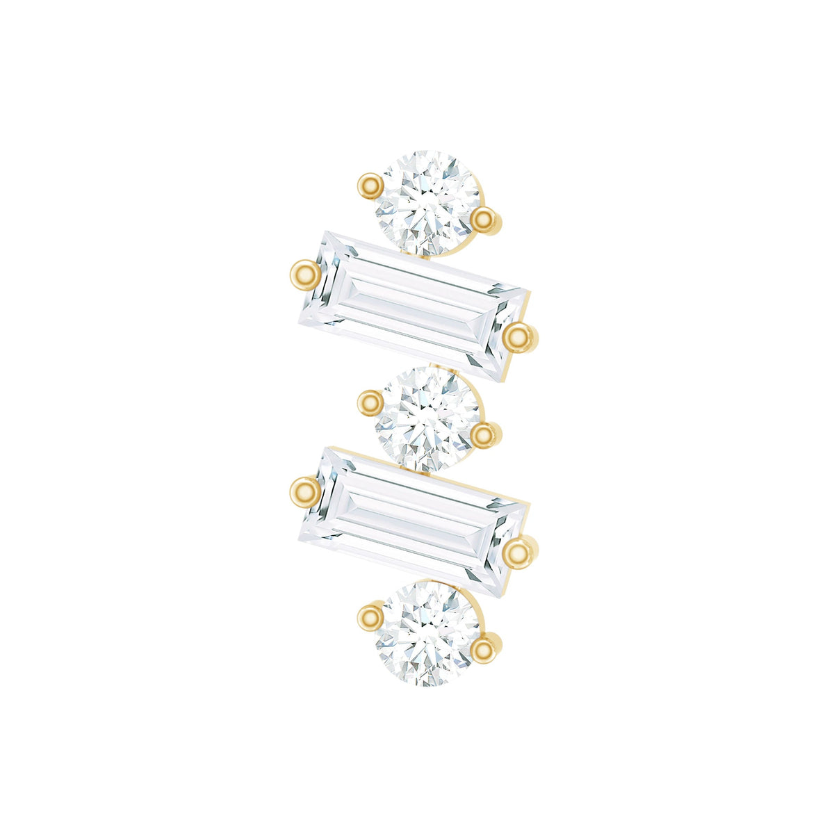 Genuine Baguette Diamond Tragus Earring With Certificate