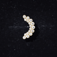 Moissanite Curved Helix Earring in Milgrain Bezel Setting