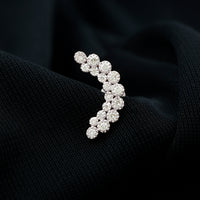 Moissanite Curved Helix Earring in Milgrain Bezel Setting