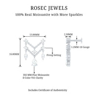 Pear Moissanite Double Chain Earring for Cartilage Piercing