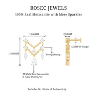 Pear Moissanite Double Chain Earring for Cartilage Piercing