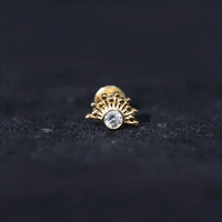 Bezel Set Diamond Sunburst Earring for Helix Piercing