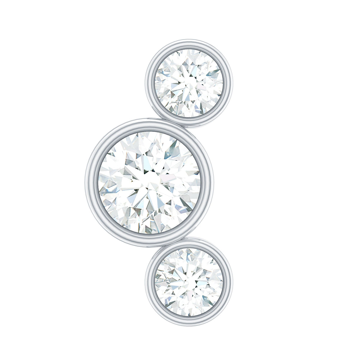 Certified Moissanite Three Stone Crawler Helix Earring