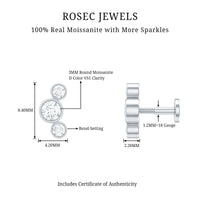 Certified Moissanite Three Stone Crawler Helix Earring