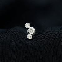 Certified Moissanite Three Stone Crawler Helix Earring