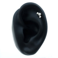Certified Moissanite Three Stone Crawler Helix Earring