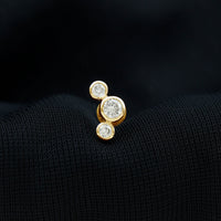 Certified Moissanite Three Stone Crawler Helix Earring