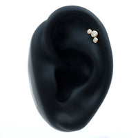Certified Moissanite Three Stone Crawler Helix Earring